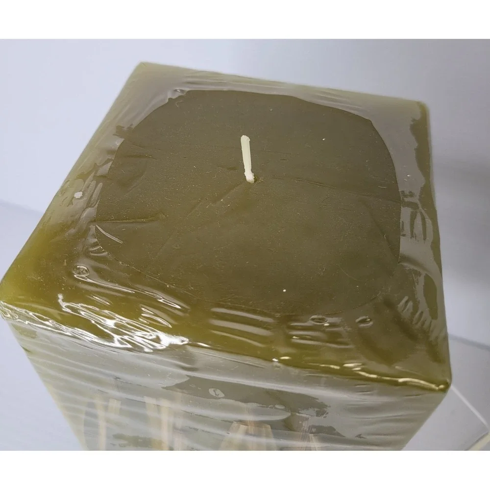 Crate & Barrel Bamboo Pillar Candle Green 5